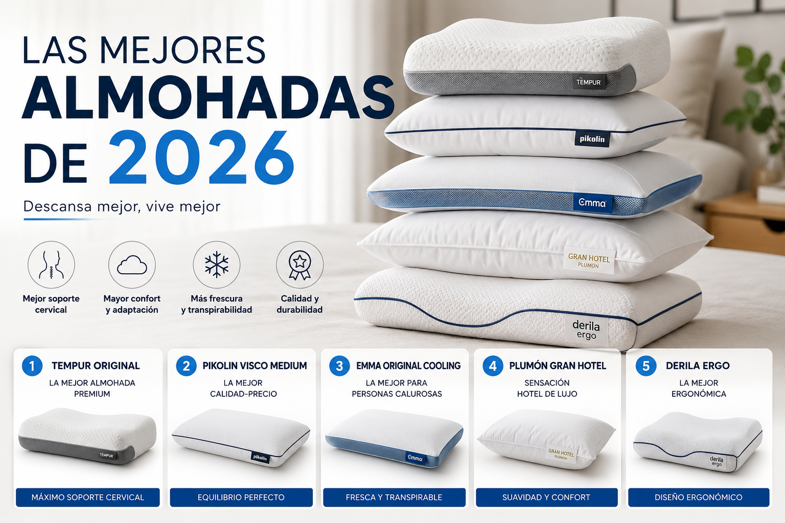 Mejores almohadas de 2026 calidad-precio